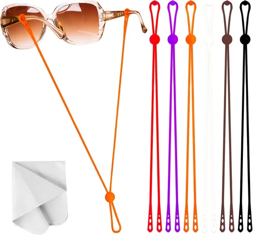 BILIONE 6 correas ajustables para gafas, soporte de silicona antideslizante para gafas para mujeres y hombres, correa para gafas deportivas