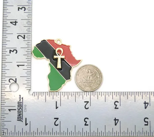 Miniatura 3 de Sartén ojo de Heru de color en ANKH, Ankh en África mapa colgante 6mm. 24" Multi collar de abalorio de madera en tono de oro