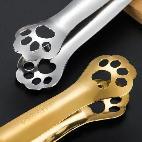 Miniatura 7 de Paquete de 2 pinzas pequeñas para servir de 6.9 pulgadas, de acero inoxidable, mini pinzas para aperitivos, patas de gato, pequeñas pinzas de bufé