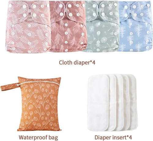 Miniatura 2 de HappyFlute 9 Juegos de Pañales de Tela de Bolsillo para Recién Nacido Talla Única Ajustables Reutilizables para Bebés Niños y Niñas