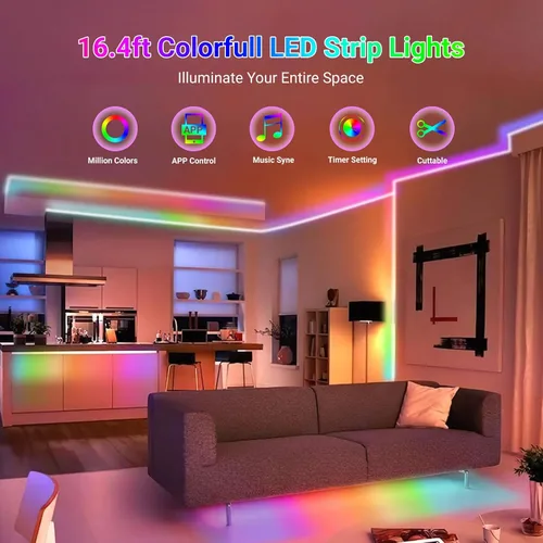 Miniatura 2 de Tira de luces LED WS2812B de 16.4 pies, 5 V, 150 LED RGB IC 5050SMD direccionables individuales – PCB blanco flexible IP30-30LEDs/m MagicRGB Dream