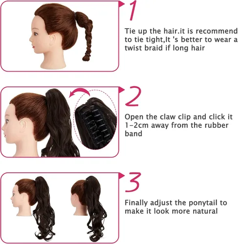 Miniatura 4 de Fut - Extensiones de pelo largo y lacio con broche, cola de caballo para mujer (21 pulgadas)