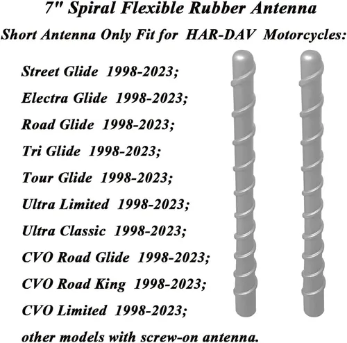 Miniatura 3 de Antena corta para Harley Davidson Touring Street Glide Electra Glide Road Glide Tri Glide Ultra Limited/Classic, 1998-2026 Diseñada