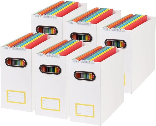 Miniatura 11 de Caja organizadora de archivos plegable con asa, 12.20 x 5.11 x 9.84 pulgadas, organizador de archivos para el hogar u oficina, pequeña caja de Negro