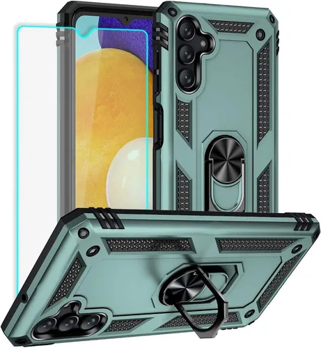 Miniatura 17 de Yiakeng Funda para teléfono Galaxy A12, Samsung A12 con protector de pantalla HD, fundas protectoras de grado militar con anillo para Samsung Galaxy