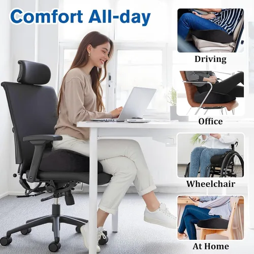 Miniatura 6 de CushyOasis Cojín de Asiento, Cojines de Gel para Silla, Cojines para Silla de Oficina, Parte Inferior Antideslizante y Funda Extraíble Cojín