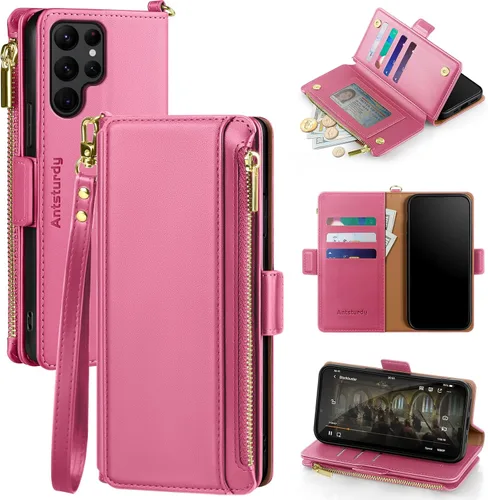 Miniatura 9 de Antsturdy Samsung Galaxy S22 Ultra - Cartera con tarjetero para mujeres y hombres, funda para teléfono Galaxy S22 Ultra 5G, bloqueo RFID, piel