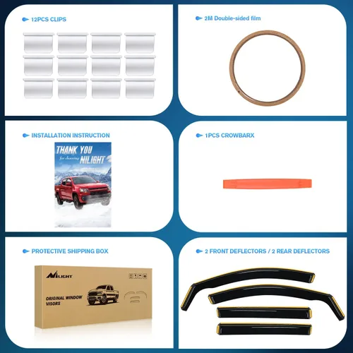 Miniatura 6 de Nilight Visera de ventana compatible con GMC Terrain 2018 2019 2020 2021 2022 2023 2024 Viseras de ventana de ventilación, protectores de lluvia