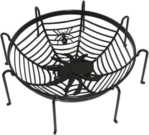 Cuencos de cesta de tela de araña de Halloween, soporte de plástico para dulces para truco o trato, decoraciones de agarre a mano para suministros F