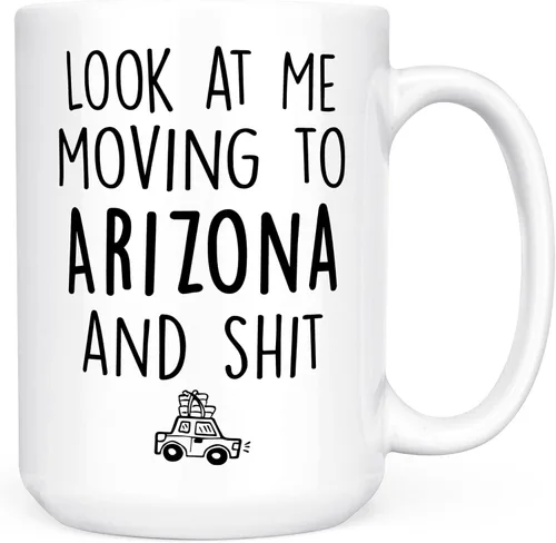 Miniatura 14 de Sweet & Salty Taza con texto en inglés «Look at Me Moving to Arizona», regalos para alguien que se muda fuera del estado, «Welcome Farewell Goodbye