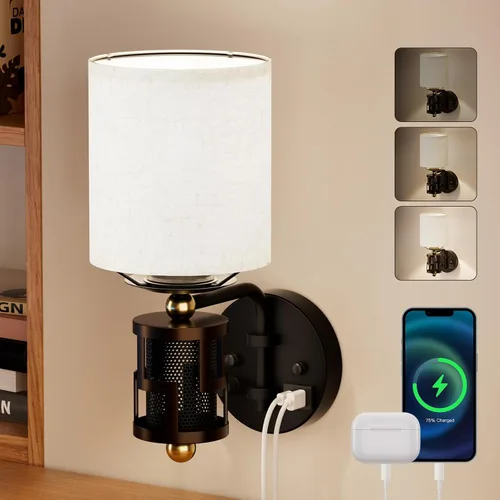 Miniatura 9 de N12-3 Aplique de pared de ratán bohemio de dos luces, accesorios de tocador para espejo, pantalla tejida en cruz y lámpara de pared cableada