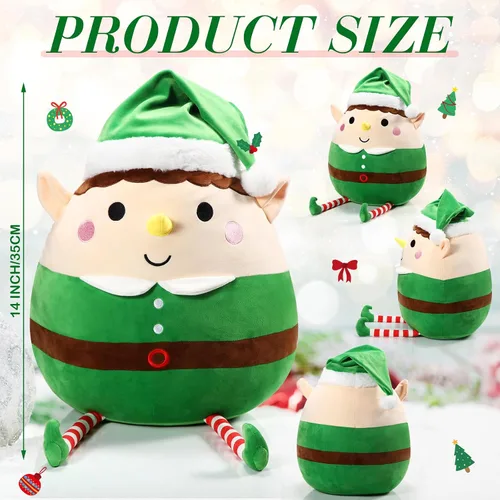 Miniatura 2 de Huwena Almohada de felpa grande de 14 pulgadas, decoración de Navidad, suave y tierna, cojín de peluche para abrazar, regalo para Navidad, fiestas