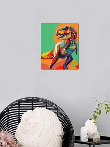 Miniatura 2 de Elftoyer - Pintura por números para niños y adultos y principiantes, kits de regalo de pintura en lienzo DIY para decoración del hogar - Dinosaurios