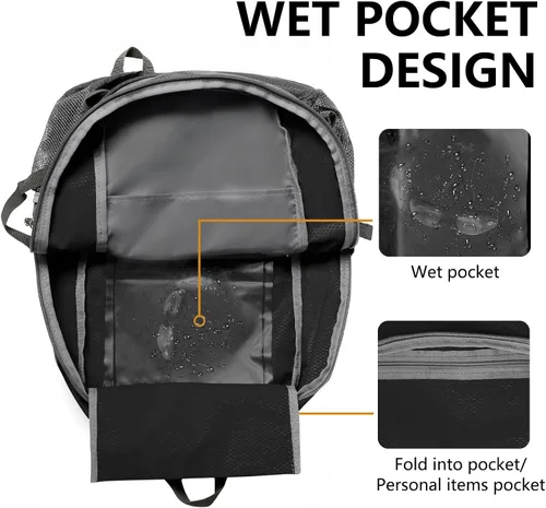 Miniatura 4 de Goloni Mochila plegable ultraligera de 40 litros – Mochila de senderismo plegable resistente al agua, pequeña mochila plegable para viajes