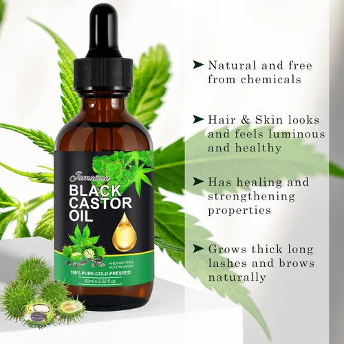 Miniatura 7 de Aceite de ricino negro jamaicano, aceite de ricino orgánico prensado en frío sin refinar, aceite de ricino natural puro para el crecimiento