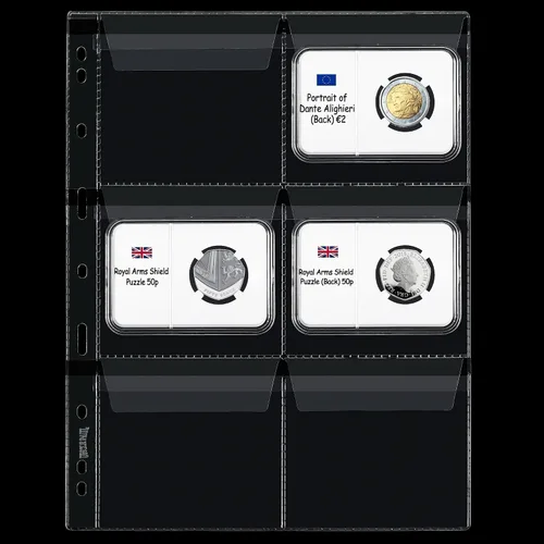 Miniatura 5 de Páginas con bolsillos para monedas - Fundas estándar con bolsillos para monedas, con 9 orificios para coleccionistas, 10 hojas, serie CS03