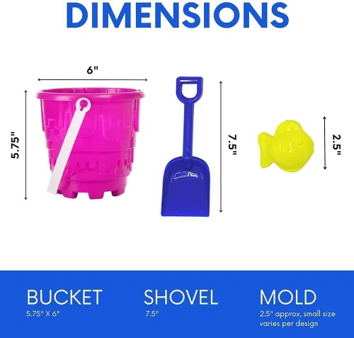 Miniatura 7 de 4E's Novelty 12 juegos de juguetes de playa, incluye 12 cubos de arena, 12 palas, 24 moldes de arena para niños, cubos de playa pequeños de 5.75
