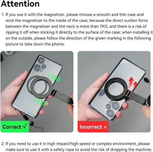 Miniatura 8 de TELESIN Montura Magnética para Cuello para Teléfonos, Soporte para Teléfono Celular Colgante en el Cuello POV/Vlog Selfie Collar Manos Libres Correa