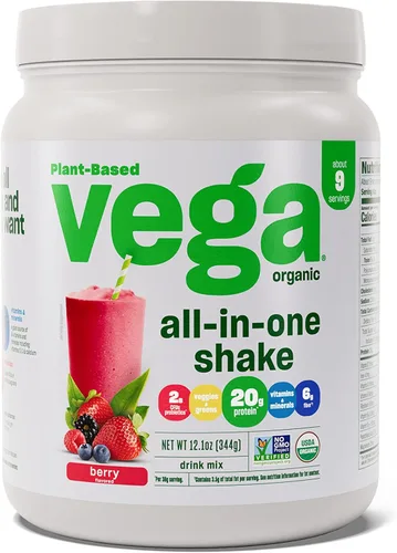 Miniatura 23 de Vega Todo en Uno Nutrición Orgánica - 20 g de proteína de guisante a base de plantas, vainilla francesa, 43 porciones, vitaminas A y C, probióticos