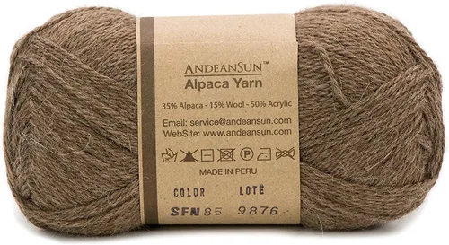 Miniatura 3 de 3 ovillos de lana de alpaca UMAYO para tejer al crochet y con agujas, 150 gramos, #2, #3 y #5 Brezo Browm