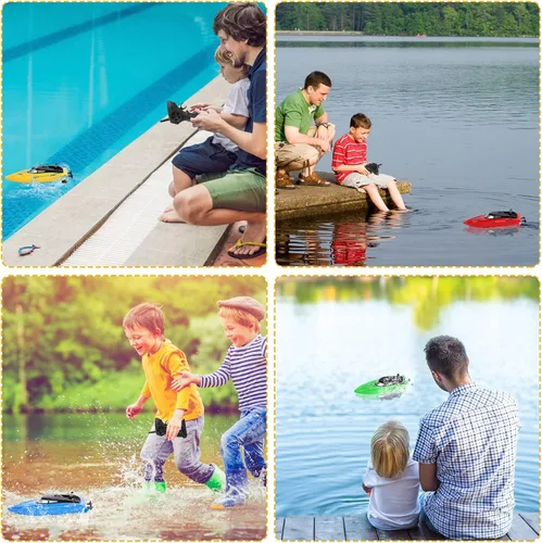 Miniatura 6 de Lumiparty Paquete de 4 botes a control remoto, barcos de control remoto para niños y adultos, barco de control remoto de alta velocidad de 6.2 mi/H