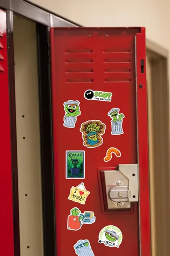 Miniatura 6 de Sesame Street Oscar The Grouch - Paquete de calcomanías de vinilo de 50 unidades – Calcomanías grandes impermeables troqueladas para laptop, botella