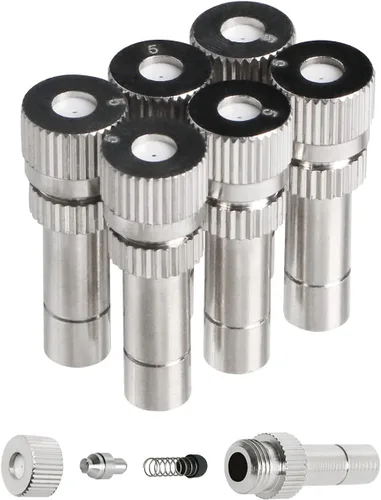 Miniatura 8 de Boquillas de nebulización de 0.008 in de cobre, flujo de agua ajustable, conector rápido de 0.008 in/0.008 pulgadas, boquilla rociadora atomizadora
