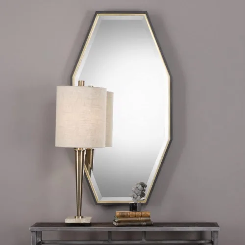 Miniatura 4 de Uttermost Savion Espejo de pared dorado y espresso de 24 x 46 pulgadas