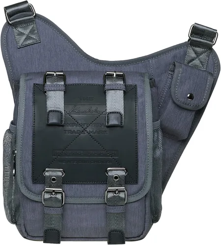 Miniatura 12 de Bolso de mensajero de lona vintage para hombre, bolso de mensajero de retazos de cuero en el pecho 3-3-ejército Verde