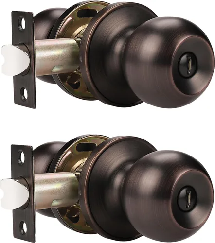 Miniatura 16 de Probrico Paquete de 10 pomos redondos para puerta de cama/baño, función de privacidad para baño/dormitorio, pomos de puerta interior con cerradura