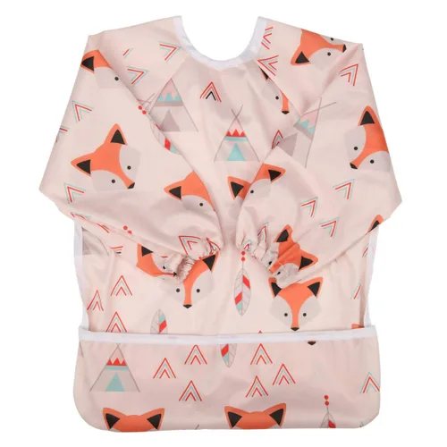 Miniatura 31 de Babero de bebé manga camisa con bolsillo 1-3 años pintura para niñas (Flamingo Cactus)