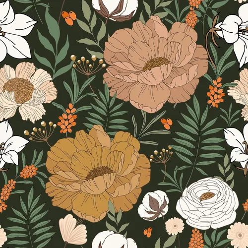 WENMER Papel tapiz floral bohemio grande vintage para despegar y pegar, decoración de pared extraíble de margaritas y camelias, 17.7 pulgadas x 16.4