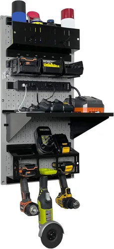 Miniatura 3 de Wall Control Kit organizador de almacenamiento de herramientas eléctricas, soporte inalámbrico para taladro, estación de carga, 16 x 32 pulgadas