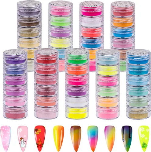 Miniatura 7 de Duufin Polvo de uñas de pigmento de 54 colores, polvo luminoso iridiscente, brillo perlado, polvo de uñas de alto brillo, pigmento de uñas para arte