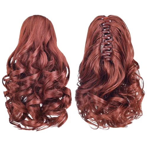 Miniatura 95 de Extensiones de cola de caballo de cabello rubio, extensiones de cola de caballo para mujer, pinza de extensiones de cabello rizado de 12 pulgadas