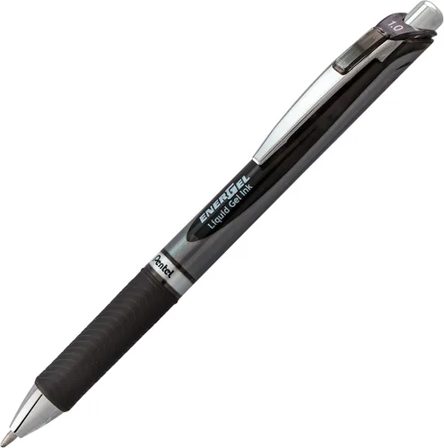 Miniatura 2 de Pentel Energel RTX - Bolígrafo retráctil de gel líquido, línea gruesa, punta de metal, tinta negra, paquete de 2 unidades (BL80BP2A)