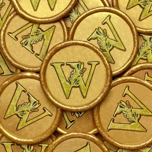 Miniatura 47 de 25 calcomanías de sello de cera doradas y negras hechas a mano con hojas botánicas vintage, calcomanías de cera para invitaciones de fiesta de boda