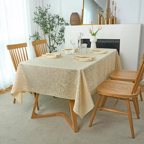 Marina Decoration Mantel jacquard impermeable grueso elegante con ramas de damasco sólido de alta calidad, decorativo para el hogar, cocina, Crema