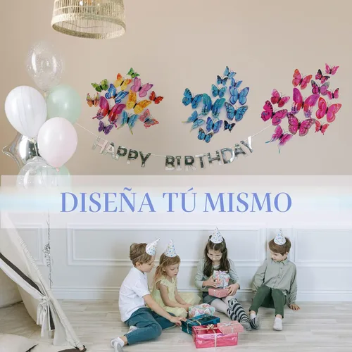 Miniatura 3 de OPSEAM Decoración de pared de mariposa, 24/48 unidades, calcomanías de mariposas 3D para decoración de fiestas con imanes (azul, 24)