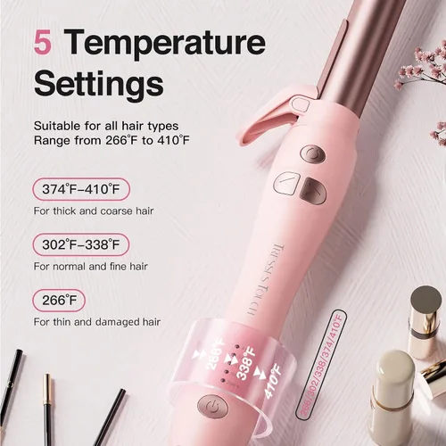 Miniatura 8 de Rizador giratorio de barril extralargo con abrazadera corta, rizador automático de 1 pulgada que crea rizos sueltos, para cabello medio y largo