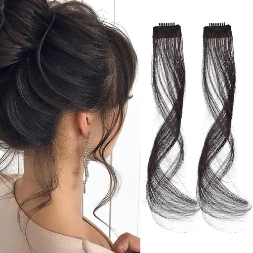 Miniatura 18 de REECHO Flequillos Laterales Largos con Ondas Rizadas, Flequillo de Cortina con Clip, Flequillos Frontales Laterales que Enmarcan el Rostro