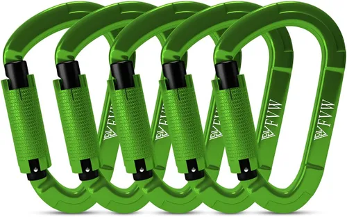 Miniatura 12 de FVW Mosquetones de bloqueo automático para escalada en roca, mosquetones profesionales de 25KN (5620 lbs) resistentes para rapel, columpio, rescate