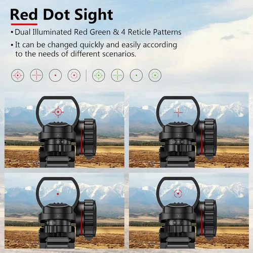 Miniatura 5 de MidTen Riflescope Combo 4-12x50EG Óptica Doble Iluminada & IIIA/2MW Laser Sight & 4 Retícula holográfica Rojo/Verde Punto Mira y 0.787 in Montaje