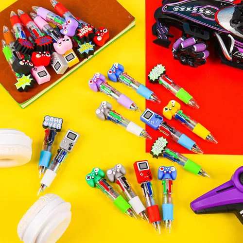 Miniatura 5 de LiYiQ 25 Piezas Bolígrafos Multicolores de Videojuegos en Uno de Dibujos Animados Lindos y Divertidos 4-en-1 Bolígrafos Lindos a Granel Kawaii