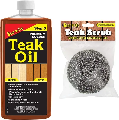 Miniatura 10 de STAR BRITE Aceite de teca dorada prémium de 16 onzas, sellador, conservador y acabado para teca al aire libre y otras maderas finas (085116PW)