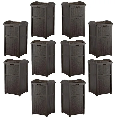 Miniatura 19 de Suncast Paquete de 4 contenedores de basura para exteriores con tapa con pestillo, capacidad de 33 galones Ciberespacio
