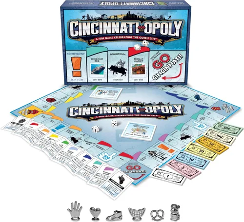 Miniatura 2 de Late for The Sky Juego de mesa Cincinnati-Opoly: juego de estrategia familiar para 2 a 6 jugadores, lugares de interés urbano estilo opoli, opción