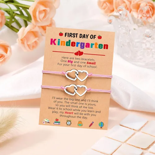 Miniatura 7 de PINKDODO Juego de pulseras para el primer día de 2 pulseras de deseos a juego, regalos de regreso a clases