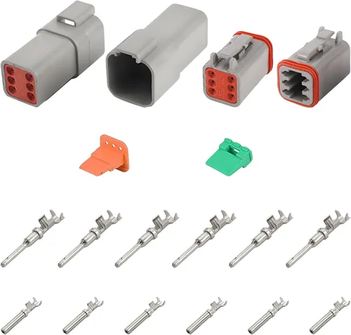 Kit de conector de cable de la serie DT de 6 pines, sellado macho y hembra, impermeable, conector de cable eléctrico 16-22 AWG, gris, 64 piezas, 4