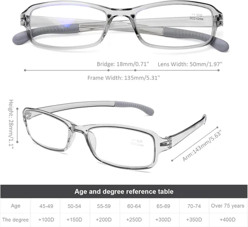 Miniatura 5 de DOOViC 2 Pack Reading Glasses for Women Men TR90 Flexible Lightweight Blue Light Blocking Computer Readers